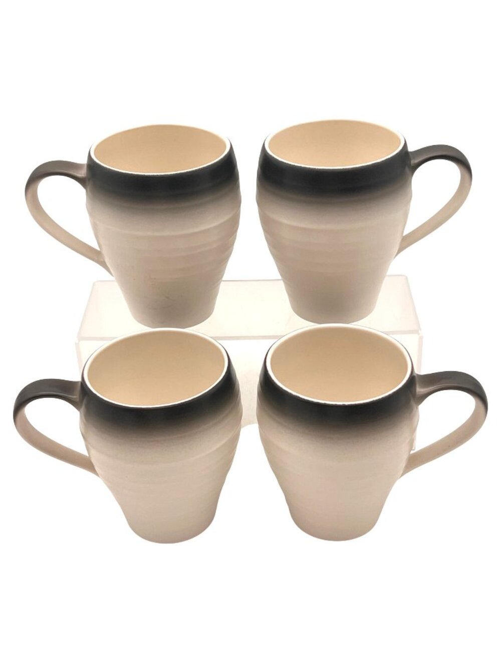Mikasa Swirl Ombre Graphite Stoneware Coffee Cups Mug Set of 4 Washer Micro Safe